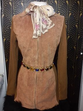 Vintage Suede Zipper Mini Dress